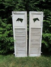 Antique Pair Equestrian Horse Stable Window Shutters Saloon Louver Doors 