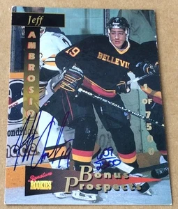 1995 Signature Rookies Hockey Jeff Ambrosio Autograph Card - Picture 1 of 2