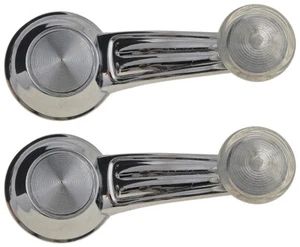 2 Manual Window Crank Handles Chrome Clear Knob for Corvette Monte Carlo Impala - Picture 1 of 4
