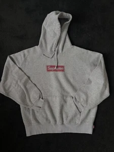 Supreme NYC Box Logo Hoodie Inside out  Gray Men's S SS23 AUTHENTIC - Picture 1 of 9