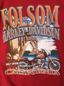 Bonita camiseta para hombre Harley Davidson XL Folsom Shop CA roja motocicletas - Imagen 1 de 4