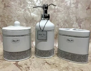 Bella Lux Bathroom Accessory Ceramic Set of 3 ~New ~ - Picture 1 of 11