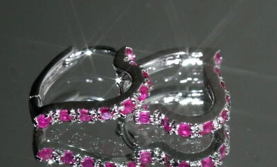 Шикарные созданные рубиновые обручи/серьги в форме сердца - Изображение 1 из 2