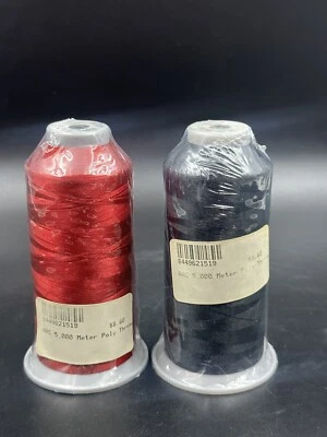 2-ARC 100% Polyester Embroidery Machine Thread  (40wt- 5000M)  Red And Black - Image 1 of 3