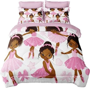 Black Girl Magic Comforter Set Full Size Pink Princess Full, White Brown - Picture 1 of 7