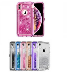 FOR iPhone X / XS  Liquid Glitter Defender Case Cover luxury protective heart  - Picture 1 of 56