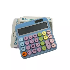 Colorful Cute Mechanical Calculator 12 Digit Large - Typewriter Inspired - Picture 1 of 8