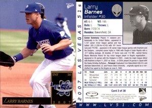 Larry Barnes 2007 MultiAd Las Vegas 51s #3 Card *AutographDen*