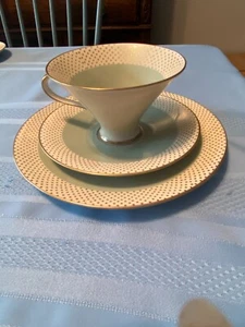 Vintage Zeh Scherzer Bavaria, Germany 3 pc Tea Cup,Saucer & Dessert Plate Set - Picture 1 of 11