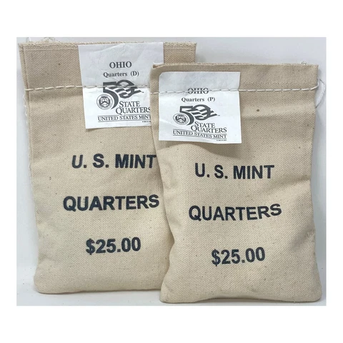 2002 U.S. Mint, Ohio Statehood Quarters, $25 P+D UNC Bags Cover