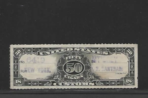 U.S. 1904 REVENUE TAX PAID STAMP FOR 50 CUSTOMS CIGARS, SPRINGER CAT # TCC37 - Picture 1 of 1