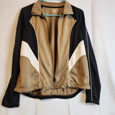 Oleg Cassini Sport куртка женщин PXL бежевый черный белый полный молнии трек работает - Изображение 1 из 4