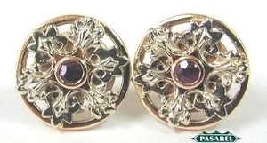 New Pair of 14k Rose & White Gold Ruby Designer Earrings - Picture 1 of 5
