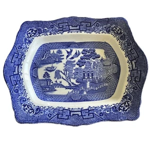 ANTIQUE ENGLISH BLUE WILLOW ROYAL VENTON SERVING PLATTER JOHN STEVENTON***read** - Picture 1 of 15