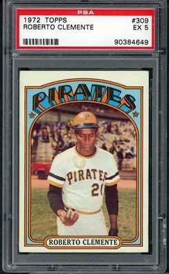 1972 Topps #309 Roberto Clemente Pirates PSA 5 EX 545310 (tarjetas aéreas) Foto 1 de 2