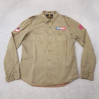 Superdry Hombre Camisa 2XL XXL Verde Edición Militar Sobrecamisa Utility Field Patches Foto 1 de 4