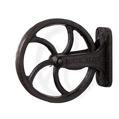 Rustic Brown Handmade Cast Iron Pulley Light Fixture For Custom Lamps - Image 1 of 4