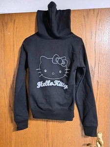 Hello Kitty Kaputzenjacke mit Glitzer Schwarz Gr. S-M Katzen Motiv Damen - Bild 1 von 7