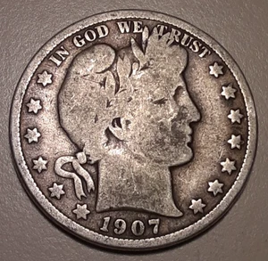 1907-D Barber Half Dollar Denver Mint USA 50c 90% Silber (#11x-13093) - Bild 1 von 2