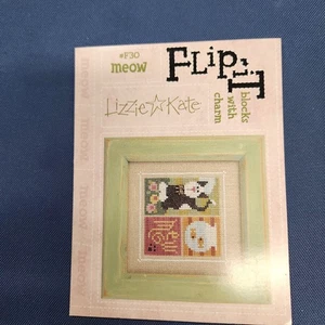 F30 Meow Lizzie Kate Cross Stitch Flip It Pattern Blocks with Charm - Picture 1 of 5