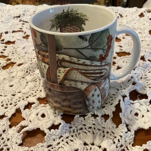 Pat Richter Red Geranium Original Art Coffee Mug 2000 Floral Decor - Picture 1 of 3