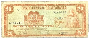 *RARE YEAR* 1978 NICARAGUA - 20 CORDOBAS - P#129 - F+ - AM2 - Picture 1 of 2