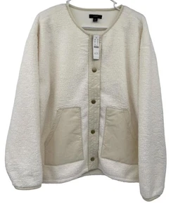 J Crew Jacket Womens Size XL Sherpa Fleece Quilted Snap Front Pockets - Picture 1 of 10