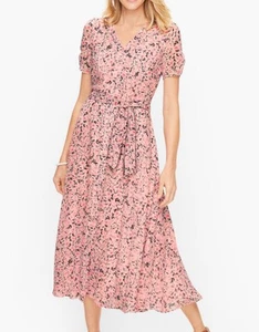 Talbots 18 NEW Button Front Pink Ditsy Floral Midi Dress Cottagecore $169 CUTE! - Picture 1 of 15