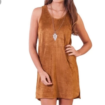 Bear Dance Faux Suede Boho Western Festival Sleeveless Shift Dress Foto 1 de 4