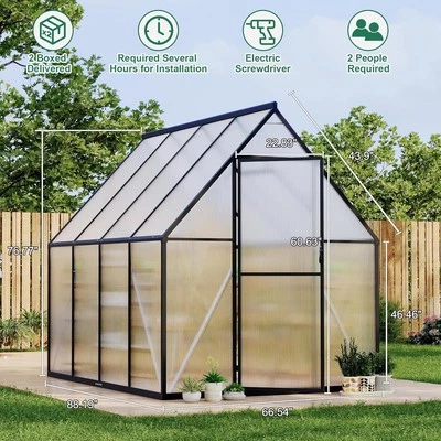 US AluminumFramed Polycarbonate Greenhouse Quick Setup Structure Roof Vent Kit - Image 1 of 4