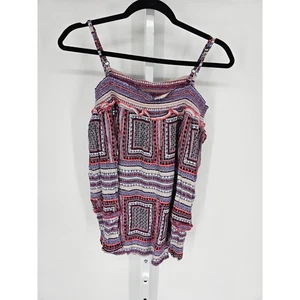 INC International Concepts Multicolor Rayon Cold Shoulder Bell Sleeve Top Size L - Picture 1 of 5