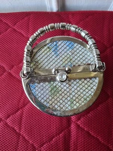 Vintage Barrel Shaped Wristlet Purse Sequin Mesh Look Lining Partly Loose - Picture 1 of 3