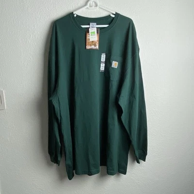 Carhartt Long Sleeve T Shirt Mens 2XLT 2XL Tall Forest Green Chest Pocket NWT - Image 1 of 4