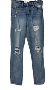 Jeans BKE Mom vita alta lavaggio leggero distrutto invecchiato taglia 26 x 27,5 - Foto 1 di 13