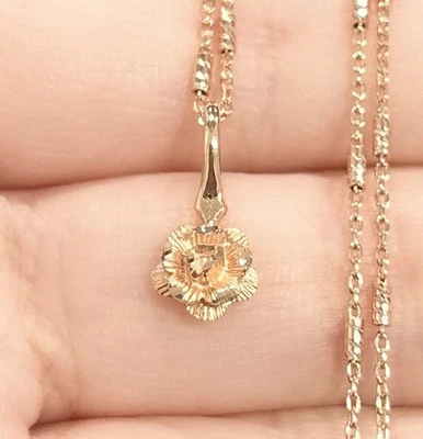 14K Beverly Hills Gold Rose Gold Polynesian Plumeria Flower Pendant - Image 1 of 4