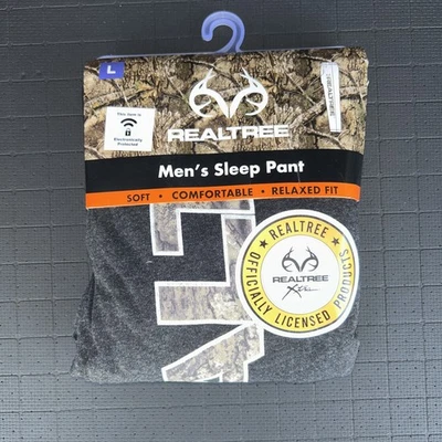 Pantalón para dormir L Realtree gris carbón/negro calce relajado bolsillo con cordón para hombre Foto 1 de 3