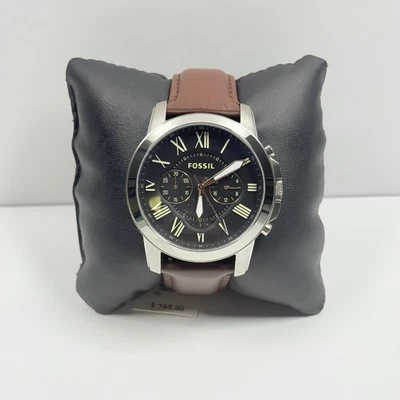 Reloj para hombre Fossil Grant esfera negra cuero marrón FS4813 Foto 1 de 4