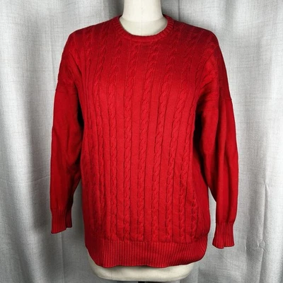 Suéter tejido con cable rojo Burberrys vintage talla grande hecho en Escocia 100 % algodón Foto 1 de 4