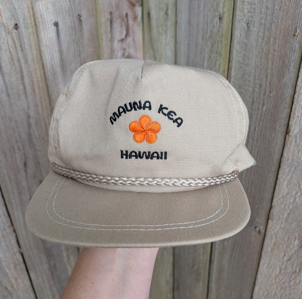 Sombrero de cuerda vintage Mauna Kea Hawaii Golf Resort bronceado bordado correa imperial Foto 1 de 4