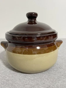 Vintage Steinzeug Bohnentopf bedeckt Kasserolle Suppentopf Made in USA Küche Koch - Bild 1 von 8