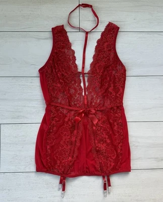 Lencería Babydoll Intimate Attitudes Rojo Encaje Transparente 3x Talla Grande Foto 1 de 4