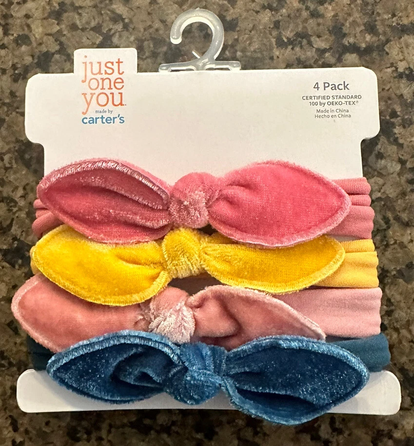 Carter's Just One You Baby Toddler Girls Velvet Elastic Headbands 4 Pack
