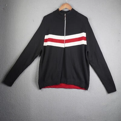 Eddie Bauer Sport Mens Sweater Size XL Black Red 1/2 Zip Pullover Merino Wool - Image 1 of 4