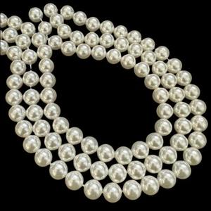 V5-14 - 8 MM MUSCHELKERN KUGELN STRANG WEISS - Bild 1 von 1