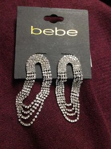 BEBE SILVER TONE FASHION EARRINGS - Picture 1 of 2