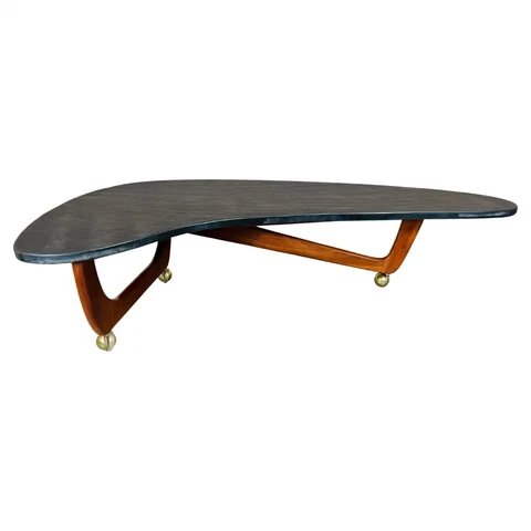 Adrian Pearsall Slate Top & Walnut Biomorphic Boomerang Coffee or Cocktail Table Cover