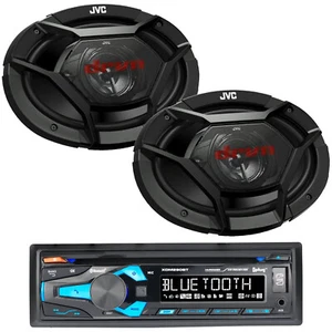 Dual XDM290BT 1-DIN CD Bluetooth Receiver 2x JVC 6x9" 500 Watt Peak Car Speakers - Picture 1 of 3