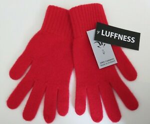 Luffness ladies 100% cashmere gloves red Scotland NEW womens winter wool luxury