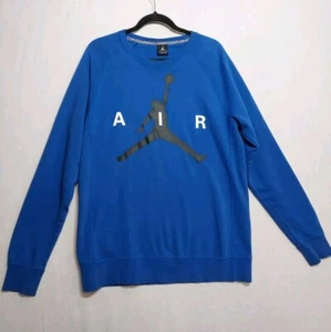VTG NIKE Air Jordan Sweatshirt Men's Sz L Jumpman Pullover Sweater Royal Blue - Picture 1 of 15