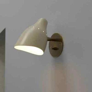 Mid Century Leuchte matt weiß italienische Wandlampe in Antik Patina Messing ... - Bild 1 von 6